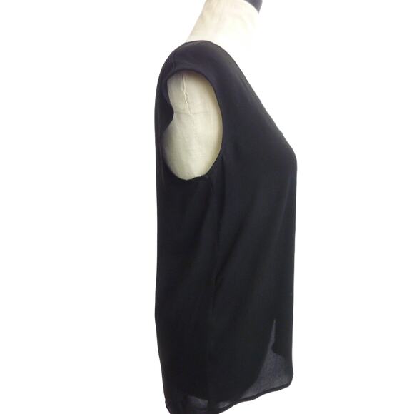 J.Crew Black Sheer V Neck Blouse Top 2 - Picture 2 of 6